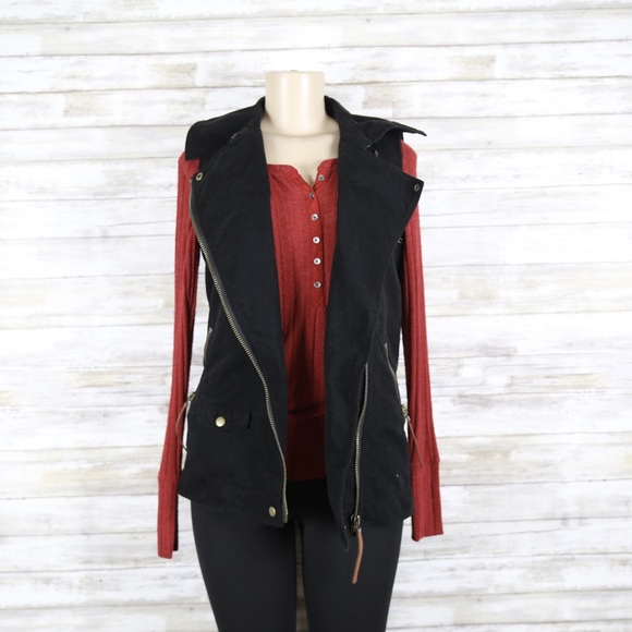 Rachel Zoe Black Rugged Vest sz 2 - Picture 6 of 8